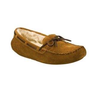 BOBS by Skechers Chestnut Brown Suede Love St Memory Foam Faux Fur Moccasins 8.5
